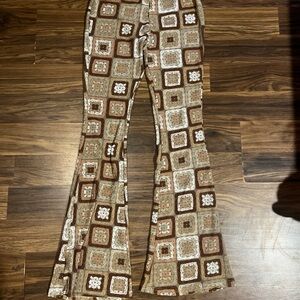 Retro Patterned Flare Pants